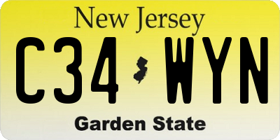 NJ license plate C34WYN