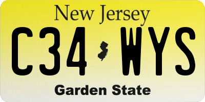 NJ license plate C34WYS