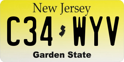 NJ license plate C34WYV