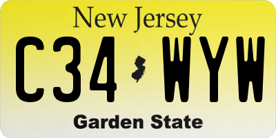 NJ license plate C34WYW