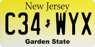 NJ license plate C34WYX