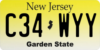 NJ license plate C34WYY