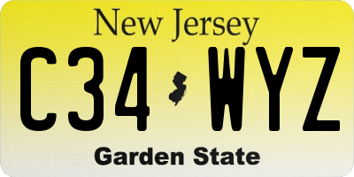 NJ license plate C34WYZ