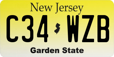 NJ license plate C34WZB