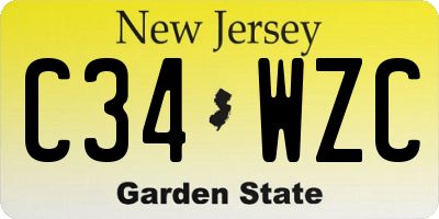 NJ license plate C34WZC