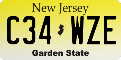 NJ license plate C34WZE