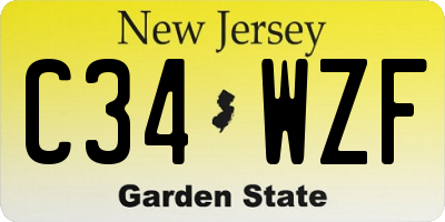 NJ license plate C34WZF