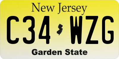NJ license plate C34WZG