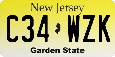 NJ license plate C34WZK