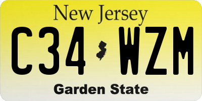 NJ license plate C34WZM