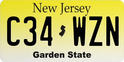 NJ license plate C34WZN