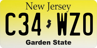 NJ license plate C34WZO