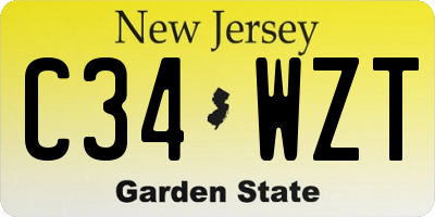 NJ license plate C34WZT