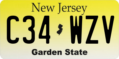 NJ license plate C34WZV