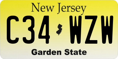 NJ license plate C34WZW