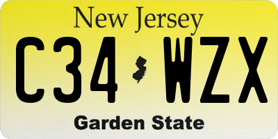 NJ license plate C34WZX