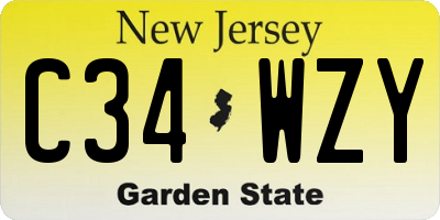NJ license plate C34WZY