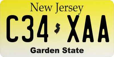 NJ license plate C34XAA