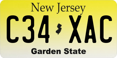 NJ license plate C34XAC