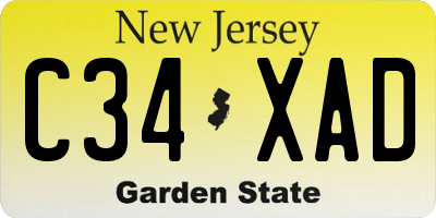 NJ license plate C34XAD