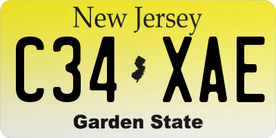 NJ license plate C34XAE
