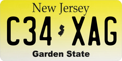 NJ license plate C34XAG