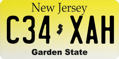 NJ license plate C34XAH