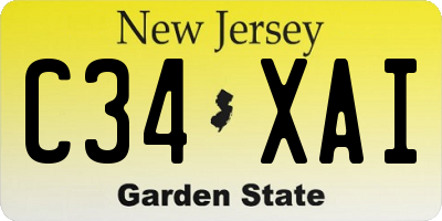 NJ license plate C34XAI