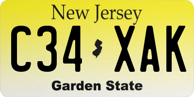NJ license plate C34XAK