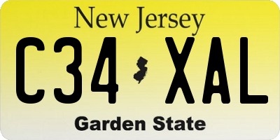 NJ license plate C34XAL