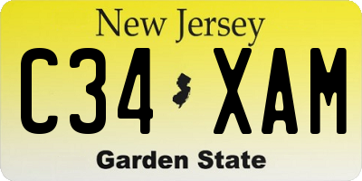 NJ license plate C34XAM