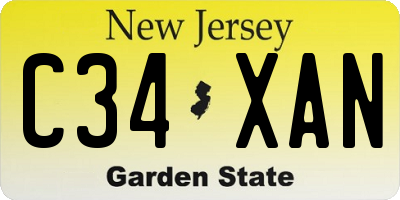 NJ license plate C34XAN