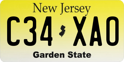 NJ license plate C34XAO
