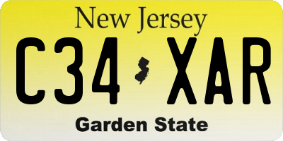 NJ license plate C34XAR