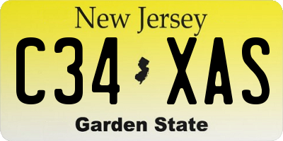 NJ license plate C34XAS