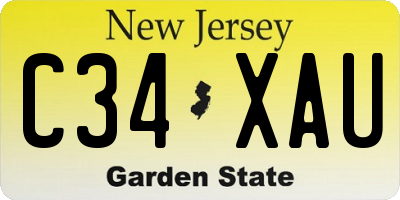 NJ license plate C34XAU
