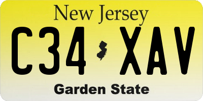 NJ license plate C34XAV