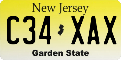 NJ license plate C34XAX