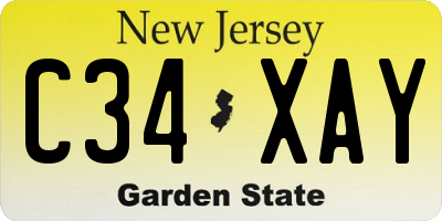 NJ license plate C34XAY