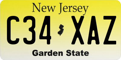 NJ license plate C34XAZ