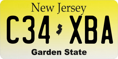 NJ license plate C34XBA