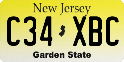 NJ license plate C34XBC