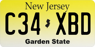 NJ license plate C34XBD