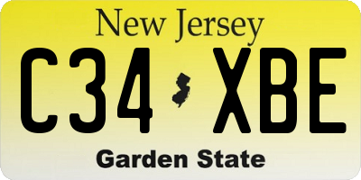 NJ license plate C34XBE