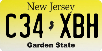 NJ license plate C34XBH