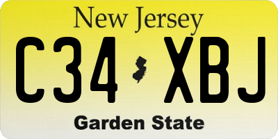 NJ license plate C34XBJ