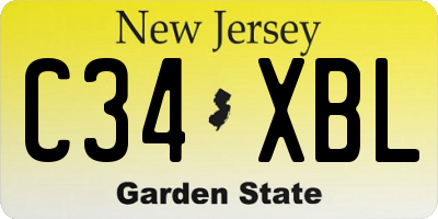 NJ license plate C34XBL