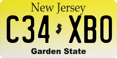NJ license plate C34XBO