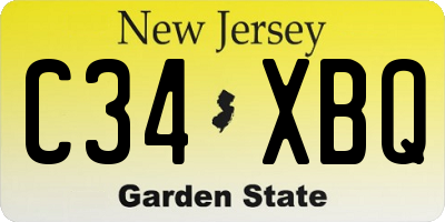 NJ license plate C34XBQ