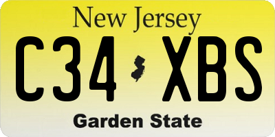 NJ license plate C34XBS